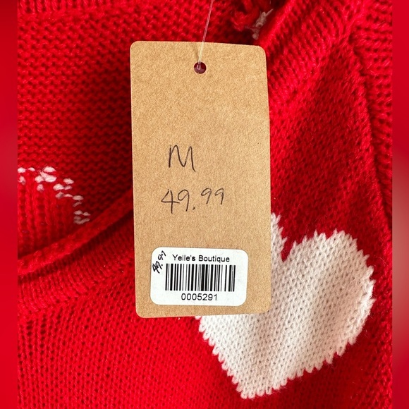 Julia Rose Amora Heart Sweater - Medium - NWT- Red White 100% Acrylic - Picture 3 of 9